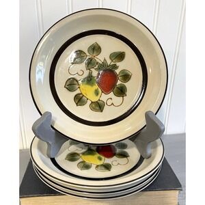 Vintage 1970's Sears 4112 Strawberries Strawberry Bread & Butter Plates Lot Of 4